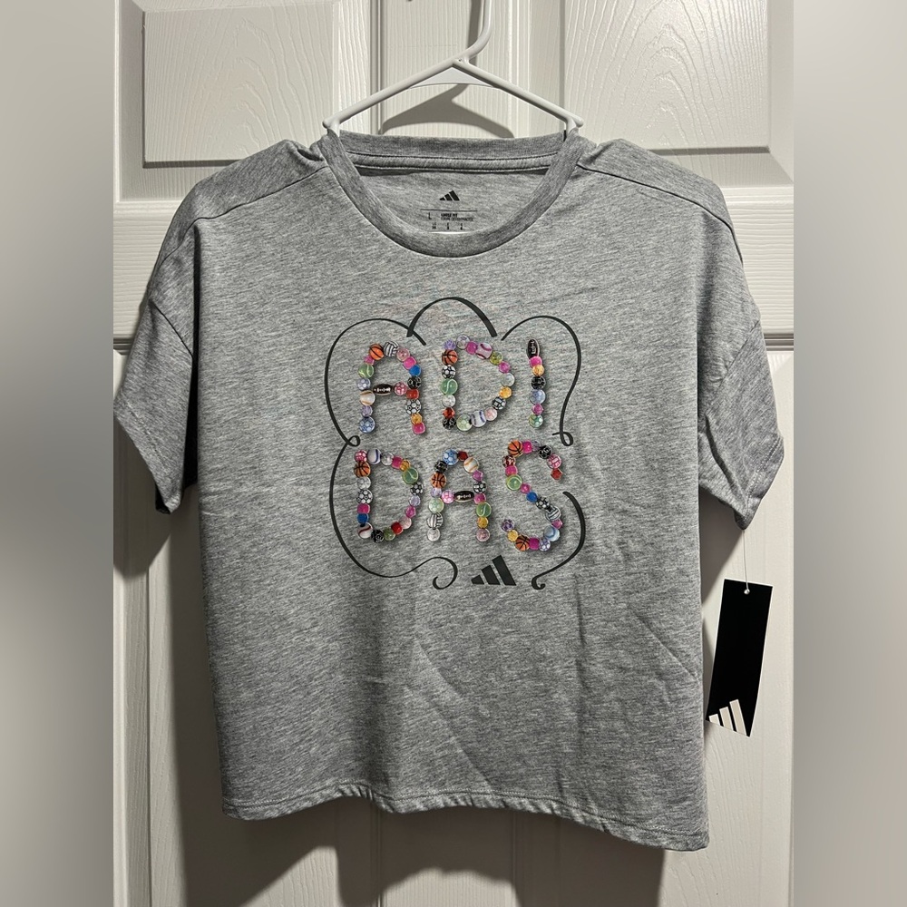 Adidas Gray Tee with Colorful sports Logo
